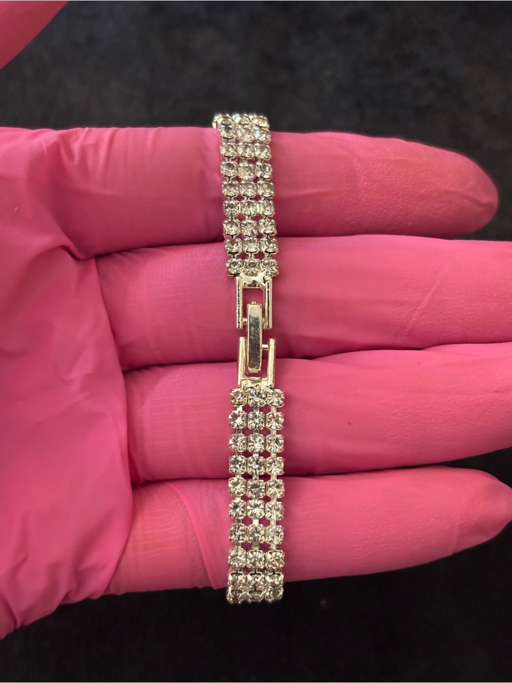 7.8mm Silver Triple Tennis CZ Bracelet 8in. - Picture 11 of 16